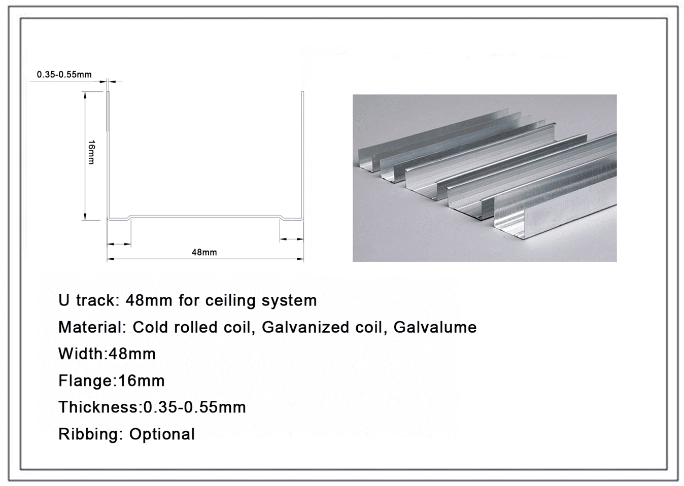 DSR16 Metal Cross Runner Channel ROLL FORMER Profile Drawing